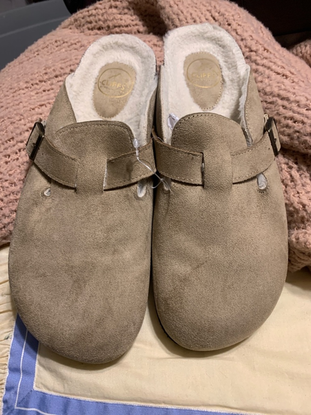 Cliffs by WHITE MOUNTAIN Taupe Suede Slip-On Clog Slippers